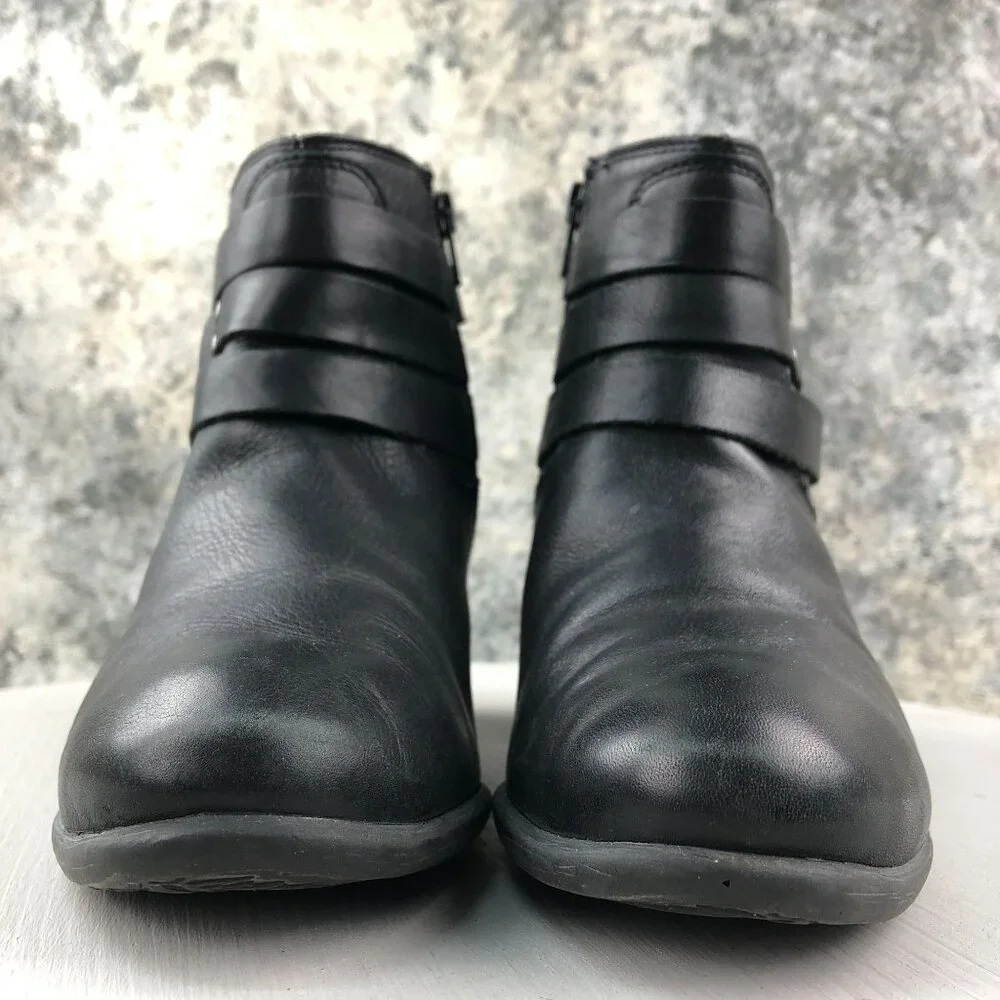 Josef Seibel Women's Size 39 (8-8.5) Britney Black Leather Buckle Ankle Boots